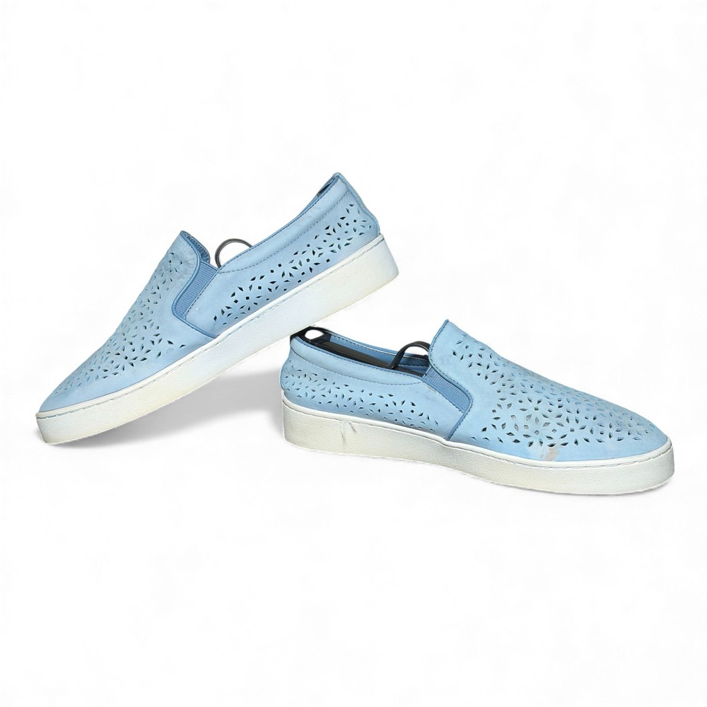 Vionic Perla Women's Midi Perforated Suede‎ Slip On Shoes Light Blue - Size W8.5